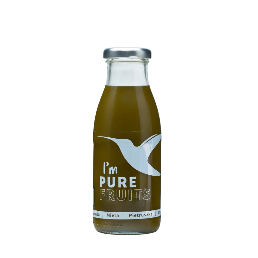 Sok PURE FRUITS z chlorellą, miętą i pietruszką 15x250ml