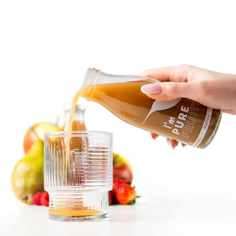 Sok PURE FRUITS z truskawką, maliną i rabarbarem 15x250ml - obrazek 3