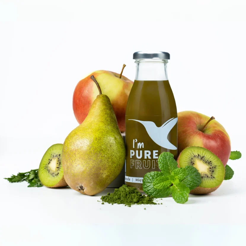 Sok PURE FRUITS z chlorellą, miętą i pietruszką 15x250ml - obrazek 2