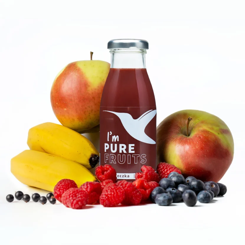 Sok PURE FRUITS z maliną, porzeczką i borówką 15x250ml - obrazek 2